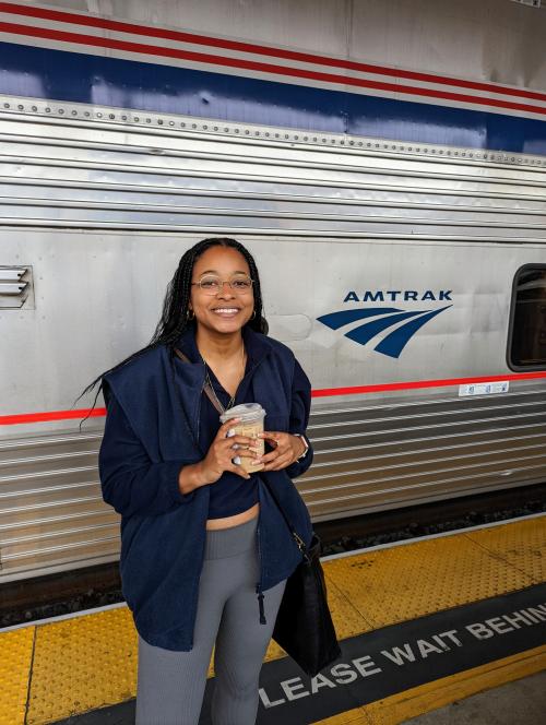 A. Rawls at the Amtrak station