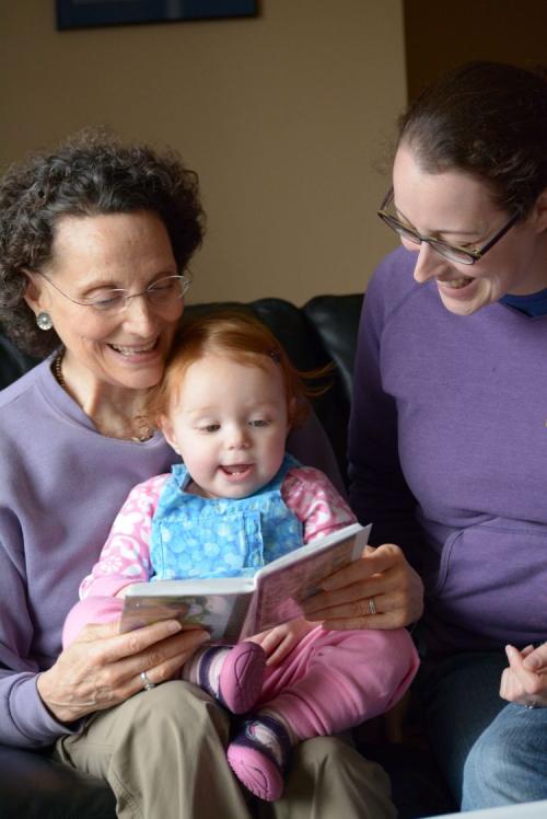 Baby reading book